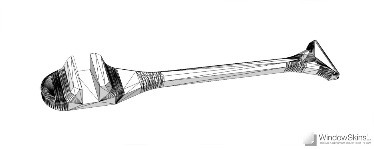 A 3D Wireframe Graphic of a WindowSkins Venting Arm