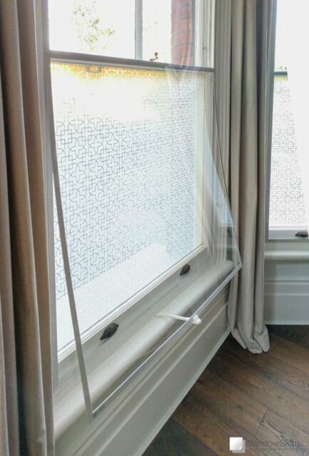 Split-Panel Sash WindowSkins secondary glazing installation with venting arm fitted