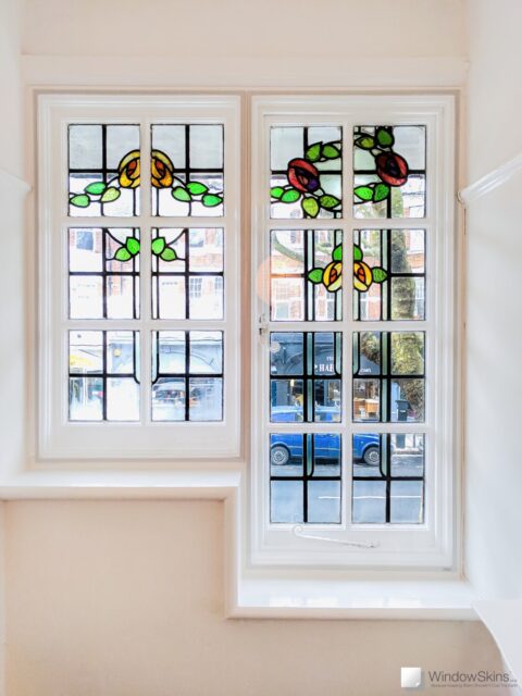 WindowSkins secondary glazing installed to stained glass leaded lights in Muswell Hill