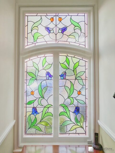 WindowSkins magnetic secondary glazing fitted to a stained glass timber casement picture window