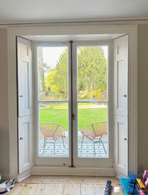 Listed property with period French windows fitted with WindowSkins magnetic secondary glazing