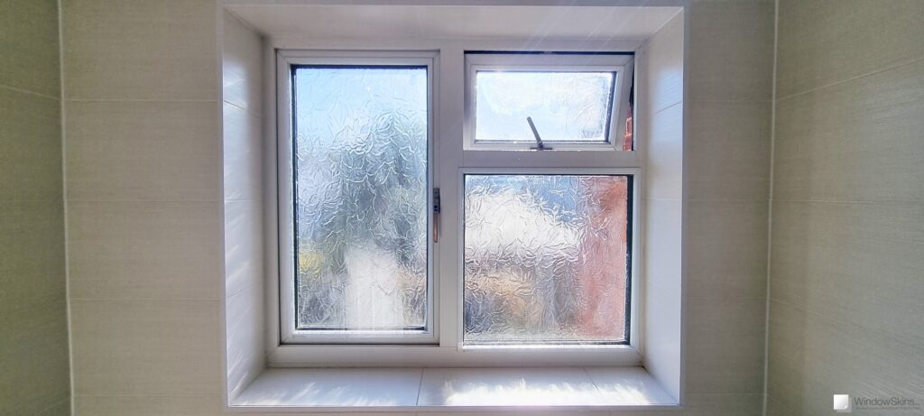 WindowSkins magnetic triple glazing retrofit installed to double glazed bathroom uPVC window to reduce condensation and improve thermal insulation. Windows remain fully openable