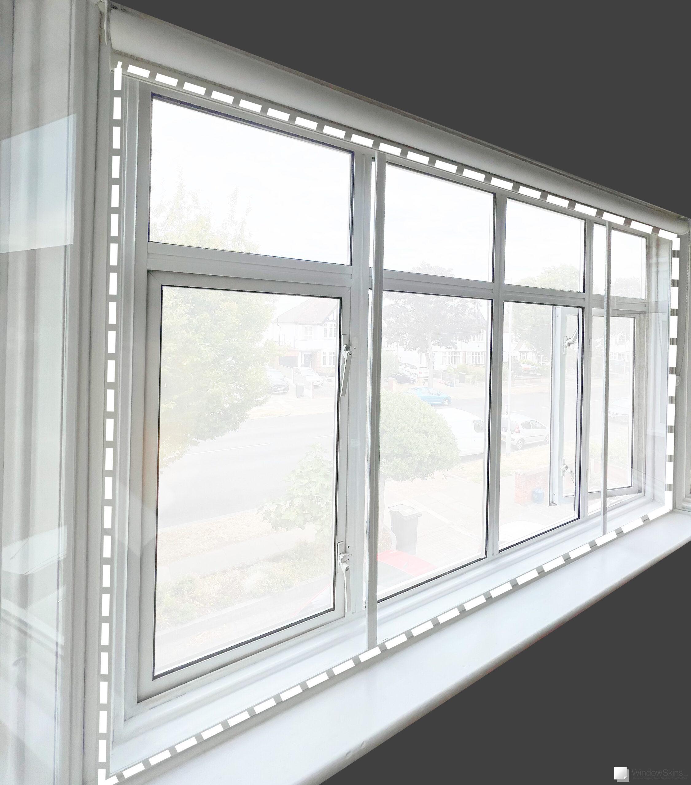 Diagram illustrating the Subframe placement fitting position for magnetic triple glazing retrofit to double glazed uPVC windows