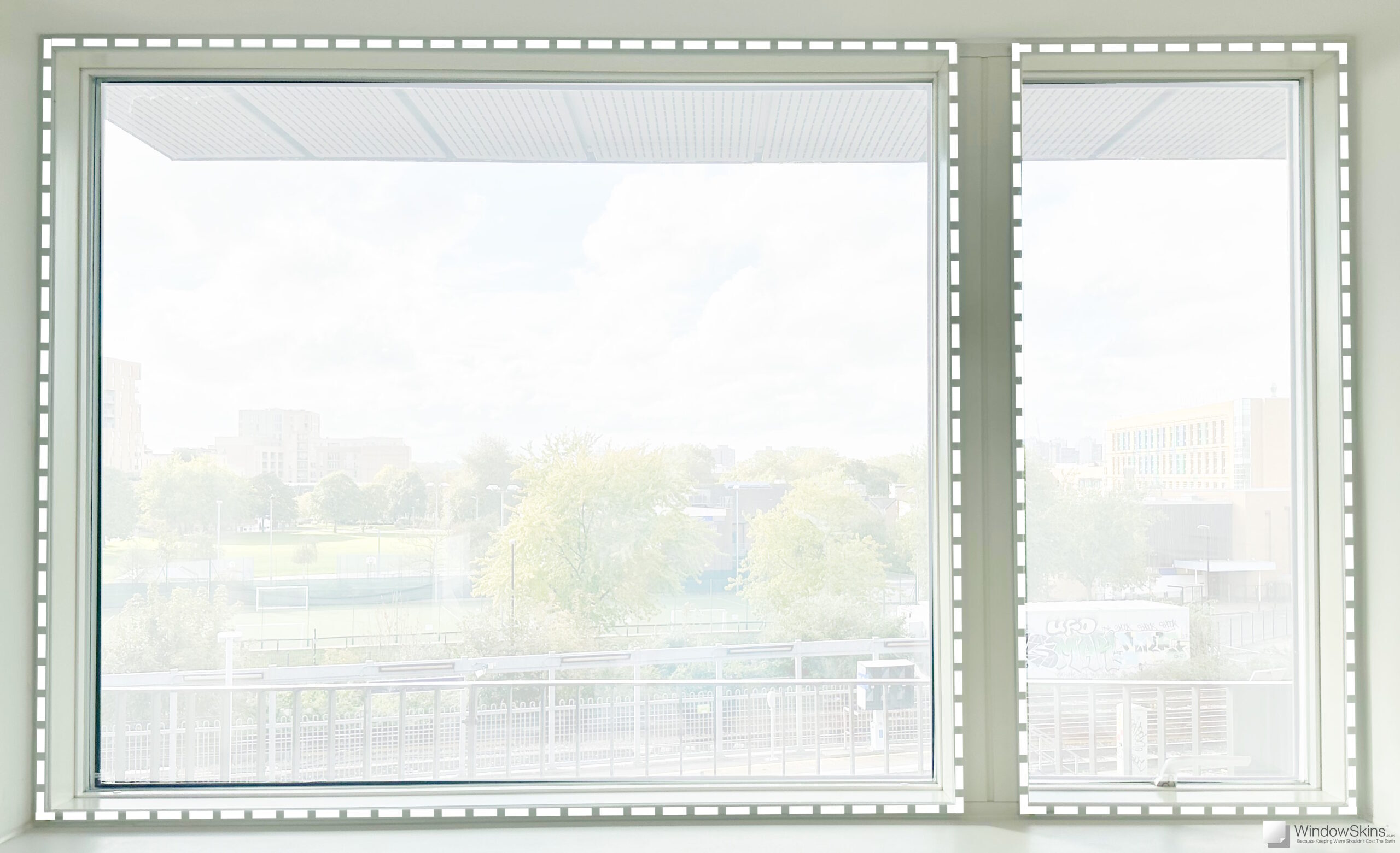 Diagram illustrating the Outer placement fitting position for magnetic triple glazing retrofit to double glazed uPVC windows